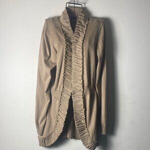Elegant Tan Women's Ruffled Cardigan